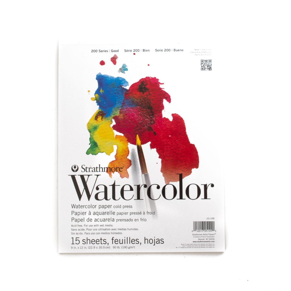 Strathmore, Watercolor, Art & School, 9"x12", 90#, Cold Press, Pad, 15 sheets, 1717